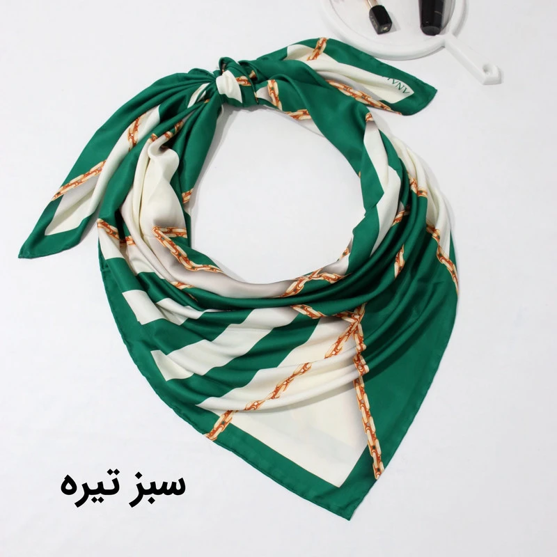 روسری زنانه مدل ابریشم دست دوز طرح زنجیری کلاسیک کد ana-2821