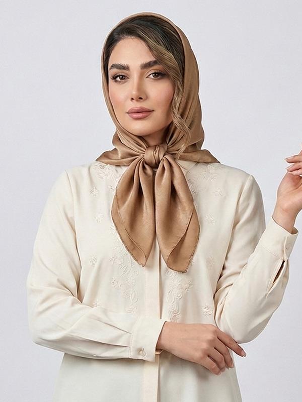 روسری زنانه مدل قواره کوچک ساده ساتن پتینه
